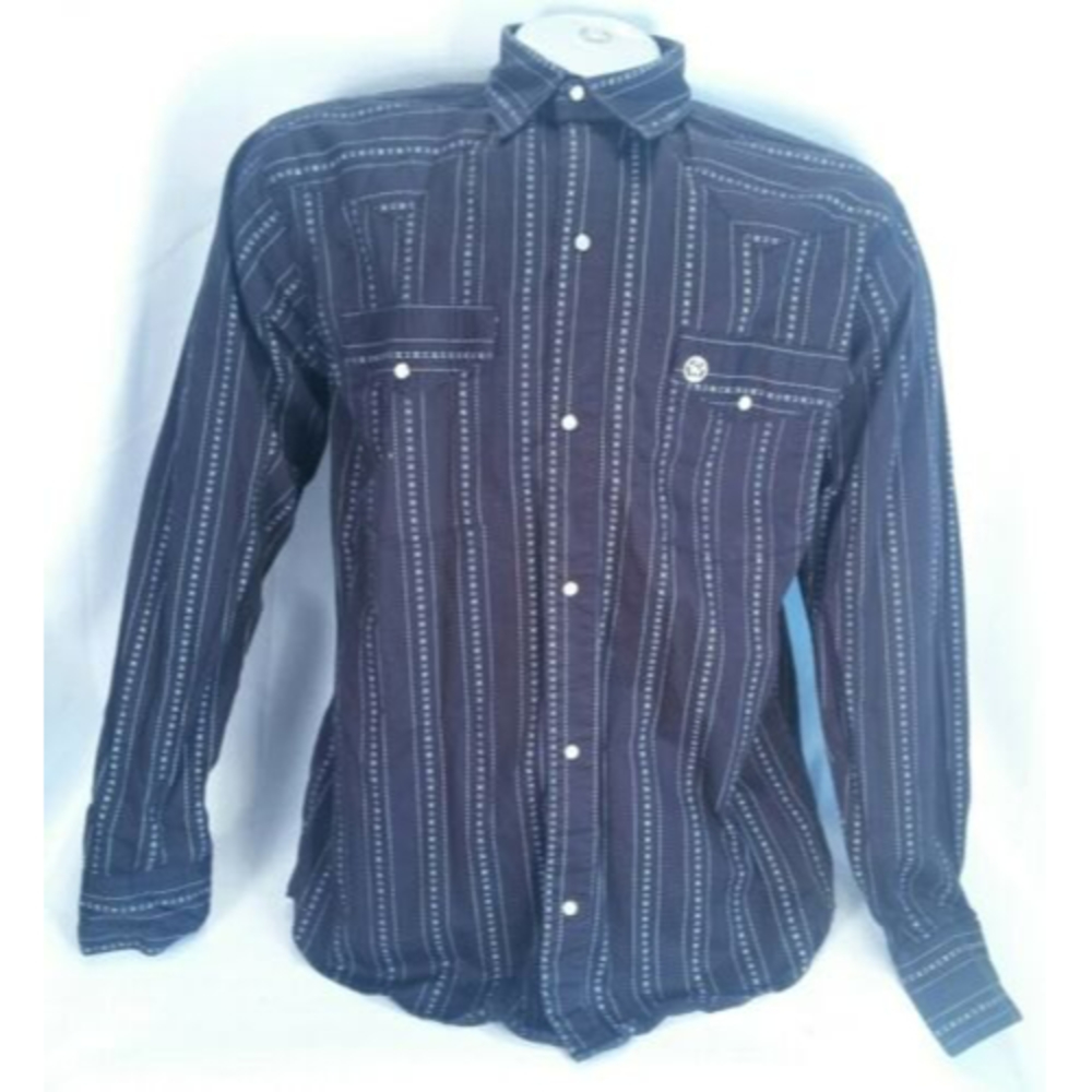 Sedona West Pearl Snap Shirt Mens Small S Black Cowboy Rockabilly Western